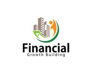 financial logo creative design concept growth building city construct money invest