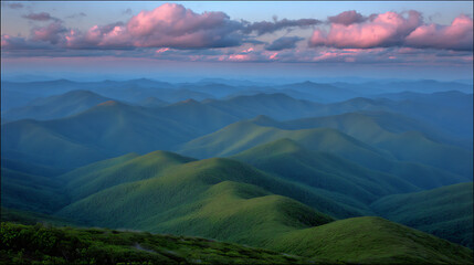 Obraz premium The mountains are covered in lush green trees