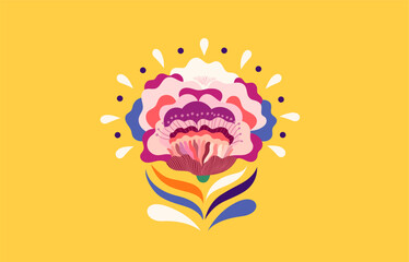 Vector illustration with decorative flower. Botanical poster. 