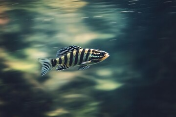•  A zebra danio racing through the water
