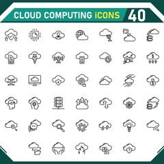 Cloud Computing icon collection, with editable stroke. Cloud Computing thin line icon set. Vector illustration.