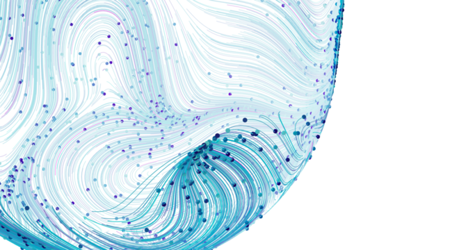Stunning abstract background image featuring swirling blue lines and data points. Perfect for tech, AI, or science conce - Powered by Adobe