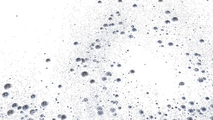 Abstract background of silver bubbles floating on white. Perfect for cosmetic or clean products.