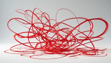 Red ink scribble made with a marker on a white surface, including clipping path. Design component. Hand-drawn illustration.