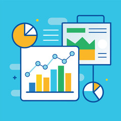 Fototapeta premium Colorful Webpage Displaying Business Analytics Charts and Graphs for Data Visualization