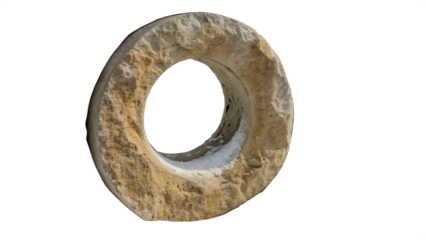 round hole in a stone isolated on white background PNG. AI GENERATED 