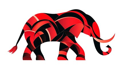 赤黒幾何学模様象シルエット