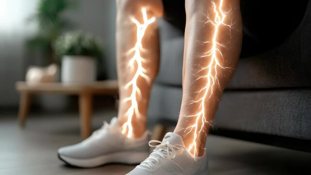 Nerve reaction: lower extremity, varicose pain, creeping impulse, numb tension, sudden twitch, thermal ripple, tissue fatigue, skin chill, vascular twitch, reflex spark, minor sensation.