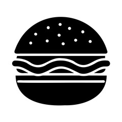 Black Silhouette of Burger Icon Vector Image Isolated on Transparent background