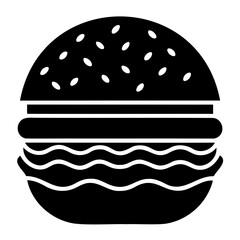 Black Silhouette of Burger Icon Vector Image Isolated on Transparent background