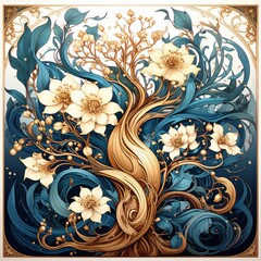 Pentzia incana in art nouveau movement
