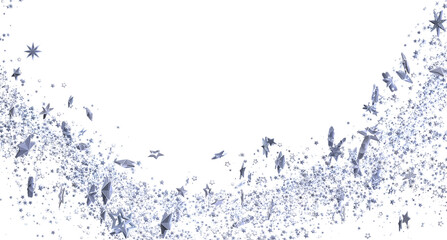 Sparkling silver stars swirl on white. Perfect for holidays, celebrations, or magical designs.