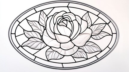 Oval Rose Stained Glass Art (1)