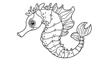 Fototapeta premium Cute seahorse coloring page (1)