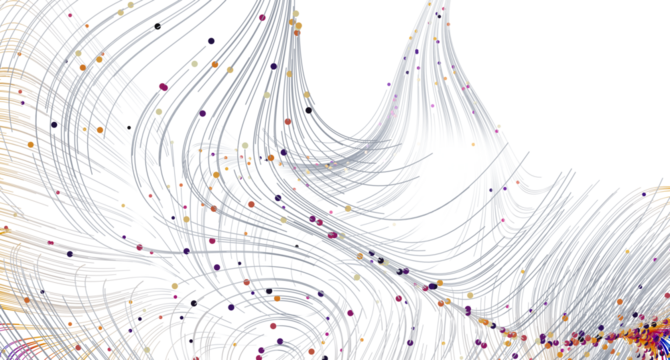Modern abstract background with flowing lines and colorful dots. Perfect for tech, data, and AI projects. - Powered by Adobe
