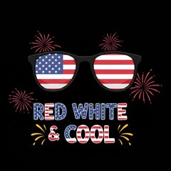 Sunglasses with American flag pattern and fireworks for 4th of July  