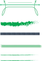 Assorted Horizontal Line Dividers and Brush Stroke Elements Vector White Background 