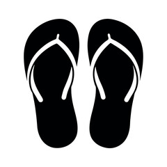 Summer Flip Flop Black Vector Silhouette