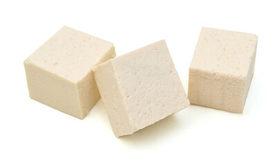 Closeup tofu isolated on white background 