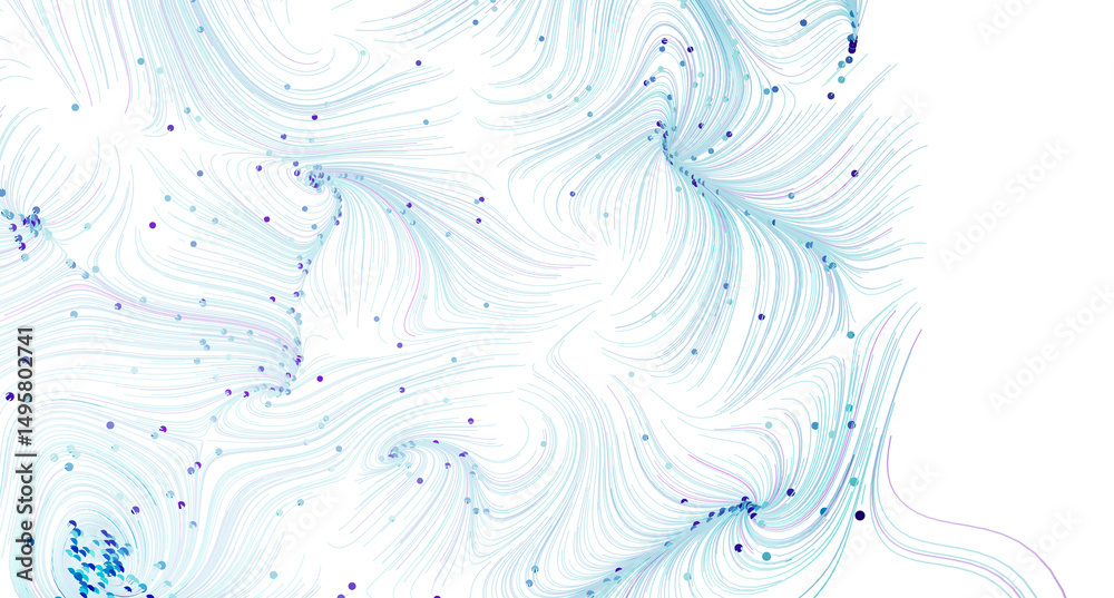 Fototapete abstract background with swirling lines and blue particles. perfect for tech, design, or science con