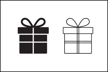 Gift Box Two Styles Silhouette Vector