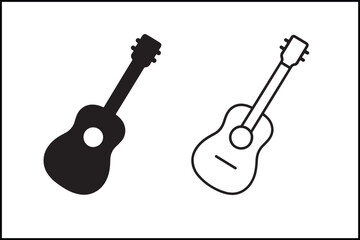 Fototapeta premium Guitar Solid & Outline Silhouette