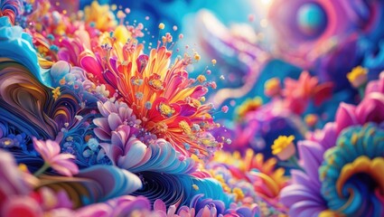 Lovely scenery with floral artistry. Macro photography in an abstract style. Artistic wallpaper design. Celebration of love. Close-up view.