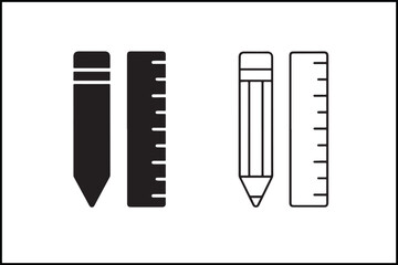 Pencil Ruler Line & Solid Art