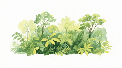 Jungle Canopy in Watercolor Flow rainforest isolated vector illustration svg