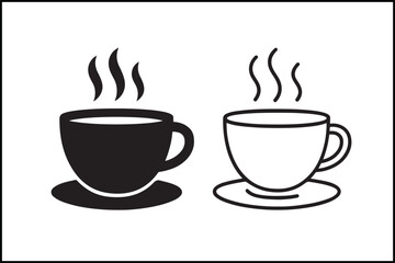 Coffee Cup Line & Solid Silhouette