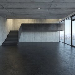 Obraz premium A modern, bright perspective emerges from the empty interior decoration, set against a background of black and white distressed concrete architecture building structure
