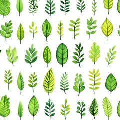 Hand-drawn watercolor botanical leaves form a seamless pattern ideal for use as a background, design element, wallpaper, or cover for a mobile phone
