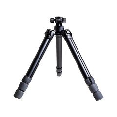 A sturdy black tripod with its legs spread wide, capturing the essence of stability, and it's an essential tool for any photographer, offering unwavering support for capturing your vision.