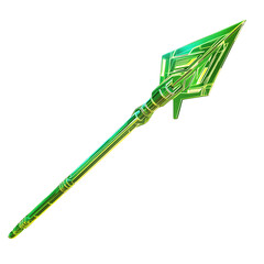 Futuristic Arrow with Digital Accents in Neon Lime Isolated on Transparent Background
