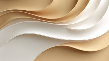 Abstract Beige and White Waves: A Modern Minimalist Digital Art