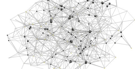 Abstract image depicting a complex network of interconnected nodes. Ideal for technology, data science, and connection themes.