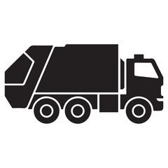 Fototapeta premium Garbage Truck Vector Icon Symbolizing Waste Management And Environmental Responsibility Vector black silhouette. with white background