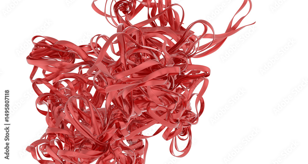 Aufkleber high-resolution 3d render of abstract red ribbon swirls. perfect for backgrounds, design, and more.