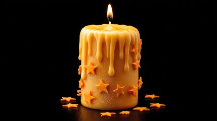 Burning Amber Candle with Star Decor