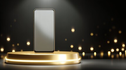 Elegant Smartphone Presentation on Golden Podium