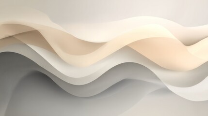 Abstract Beige and Gray Waves: A Serene Digital Artwork