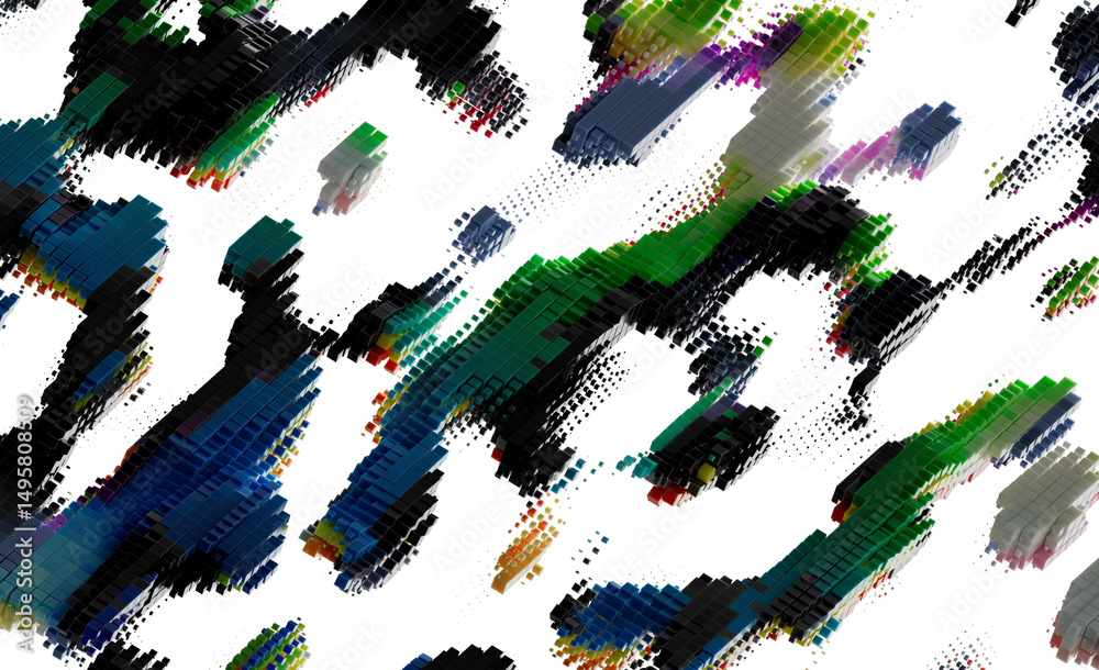 Aufkleber Abstract Colorful 3D Cube Blocks Pattern Texture Background