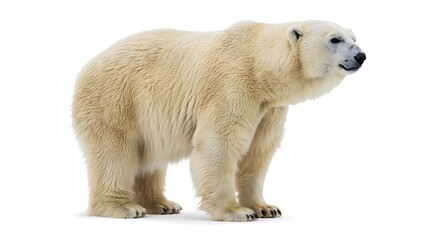 Fototapeta premium Majestic Polar Bear Standing on White Background Arctic Wildlife Photography