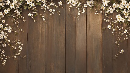 Floral frame on wood background for spring design