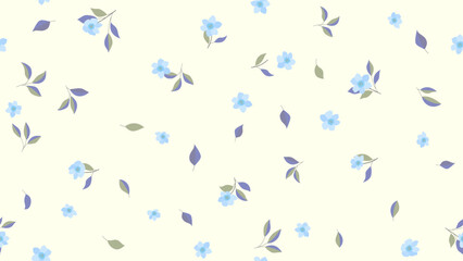 Floral pattern seamless vintage style. wallpaper of small flowers over light yellow background