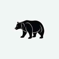 Minimalist Bear Silhouette on White Background – High-Quality Black Animal Art