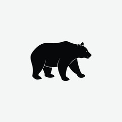 Minimalist Bear Silhouette on White Background – High-Quality Black Animal Art