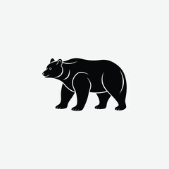 Minimalist Bear Silhouette on White Background – High-Quality Black Animal Art