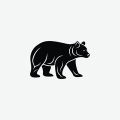 Minimalist Bear Silhouette on White Background – High-Quality Black Animal Art