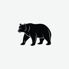 Minimalist Bear Silhouette on White Background – High-Quality Black Animal Art